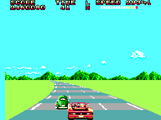 OutRun Sega Master System Screenshot: Don't hit another car, it will slow you down and cost some time...
