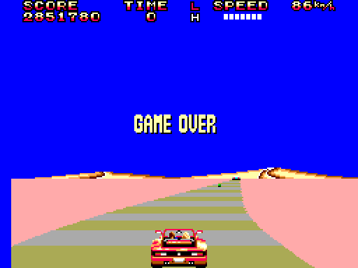 OutRun Sega Master System Screenshot: Game over.