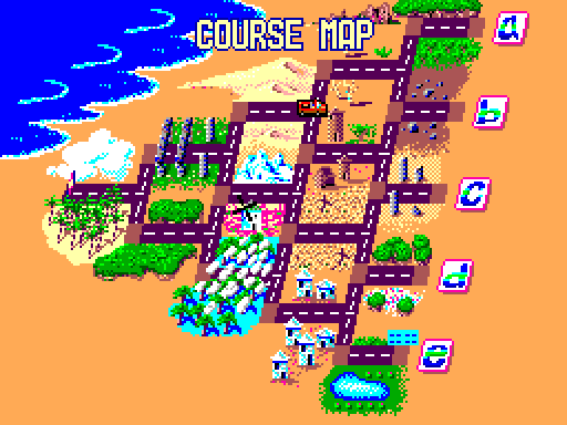 OutRun Sega Master System Screenshot: The course map is shown at the end of the game.