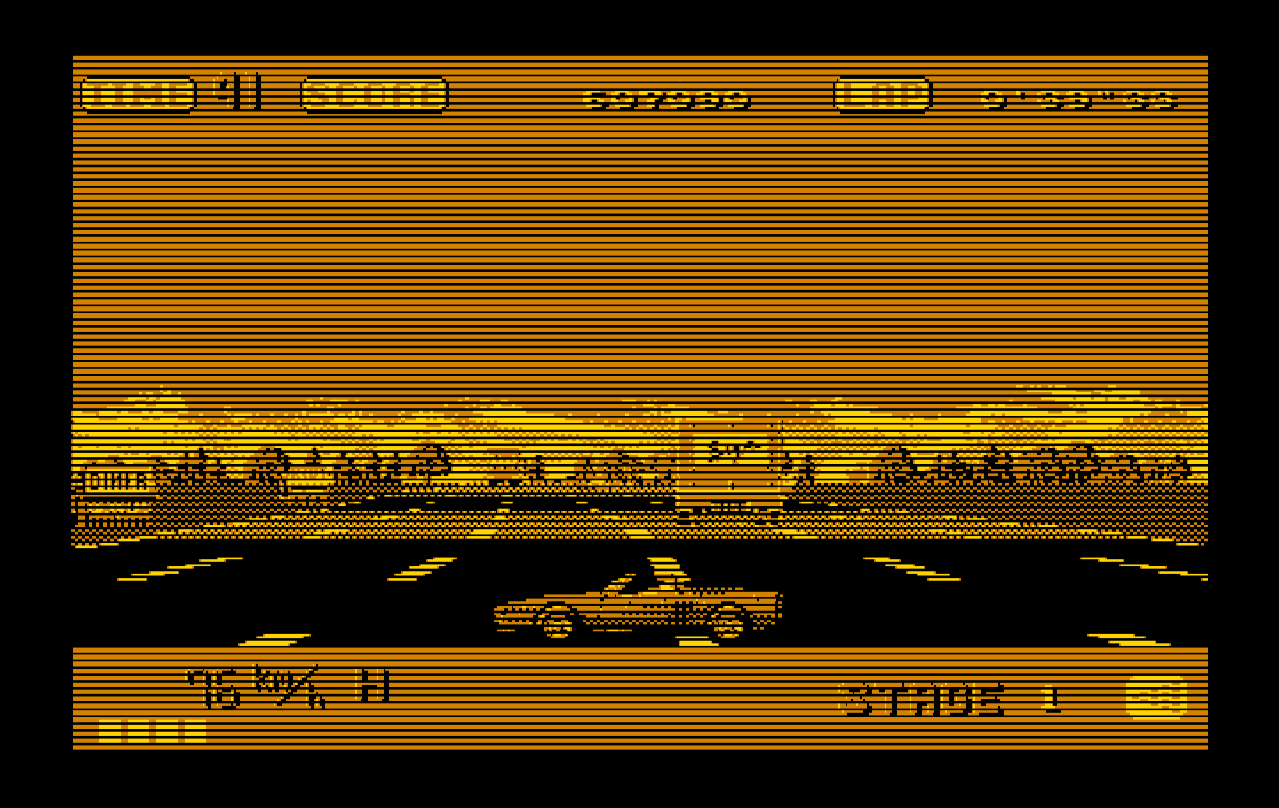 OutRun IBM PC/Compatibles Screenshot: I hit that truck which will slow me down...