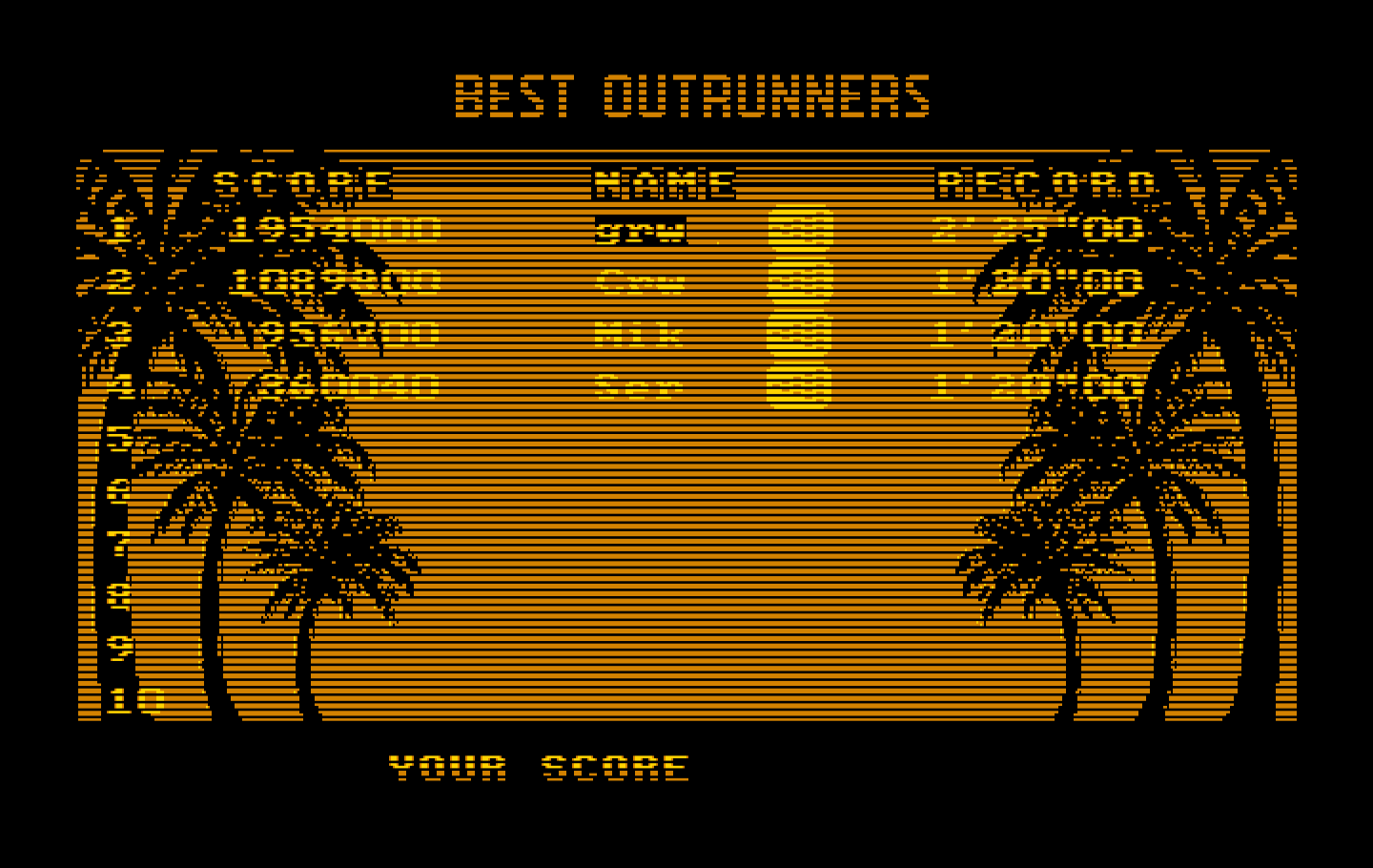 OutRun IBM PC/Compatibles Screenshot: A new high score!