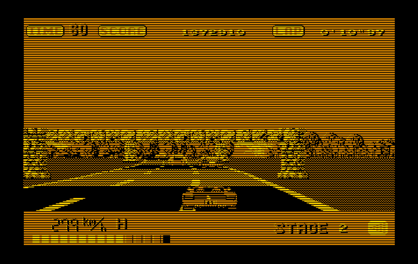 OutRun IBM PC/Compatibles Screenshot: More traffic ahead...