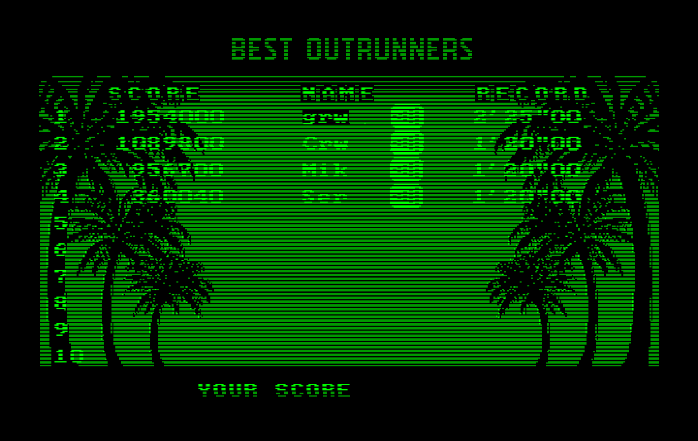 OutRun IBM PC/Compatibles Screenshot: A new high score!