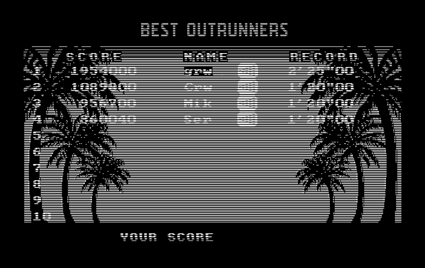 OutRun IBM PC/Compatibles Screenshot: A new high score!