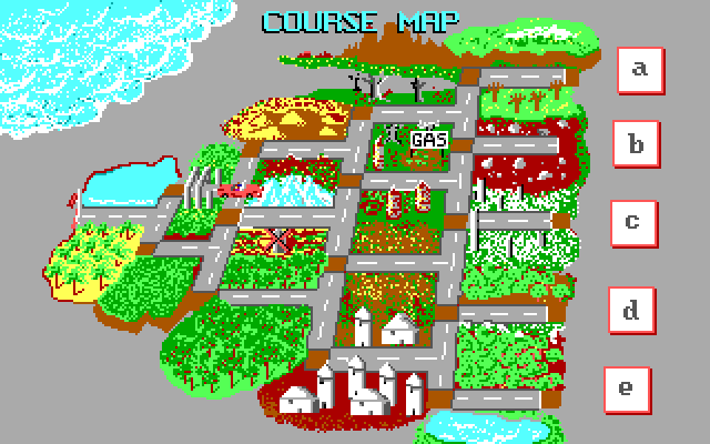 OutRun IBM PC/Compatibles Screenshot: Game over...Here's a map of the progress I made.