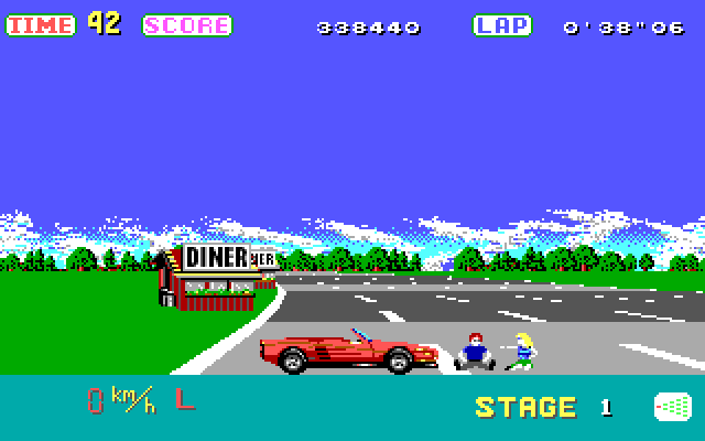 OutRun IBM PC/Compatibles Screenshot: Oops, I crashed...