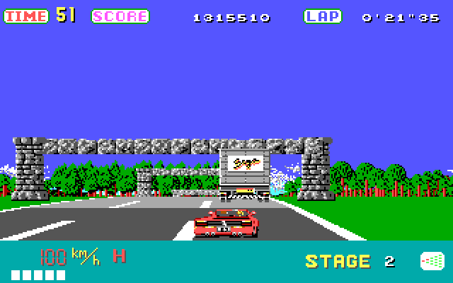 OutRun IBM PC/Compatibles Screenshot: Lookout, truck straight ahead!