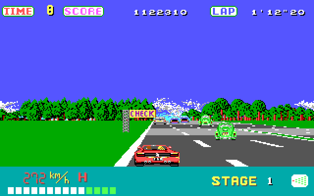 OutRun IBM PC/Compatibles Screenshot: Checkpoint ahead!
