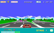 OutRun for IBM PC/Compatibles - The road splits into two paths...Guess I'm going left!