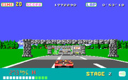 OutRun for IBM PC/Compatibles - Careful, there's lots of traffic ahead...a crash will slow you down.