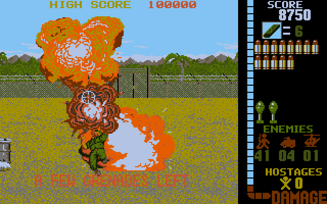 Operation Wolf IBM PC/Compatibles Screenshot: Using grenades to blow things up.