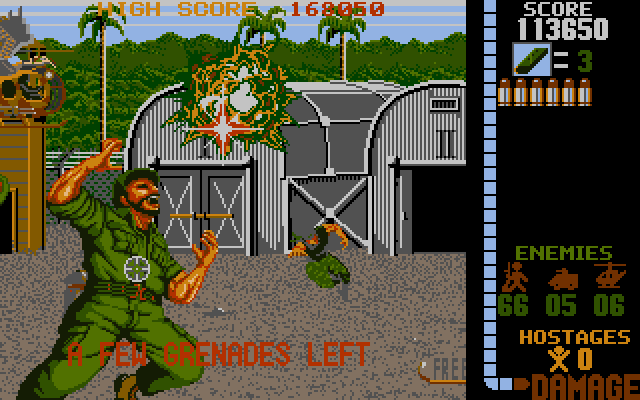 Operation Wolf IBM PC/Compatibles Screenshot: Almost out of grenades...