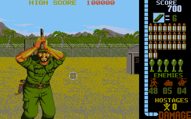 Operation Wolf IBM PC/Compatibles Screenshot: Beginning the game; opponents begin attacking!