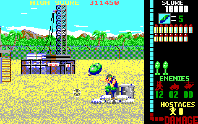 Operation Wolf IBM PC/Compatibles Screenshot: Watch out for the incoming grenade!