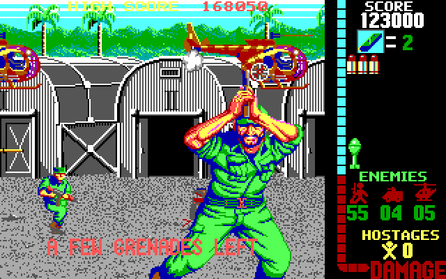 Operation Wolf IBM PC/Compatibles Screenshot: Almost out of grenades...