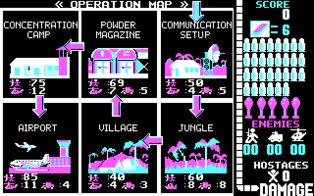 Operation Wolf IBM PC/Compatibles Screenshot: Mission overview.