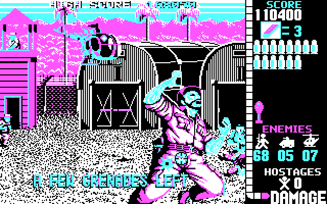 Operation Wolf IBM PC/Compatibles Screenshot: The battle continues, and I'm almost out of grenades!