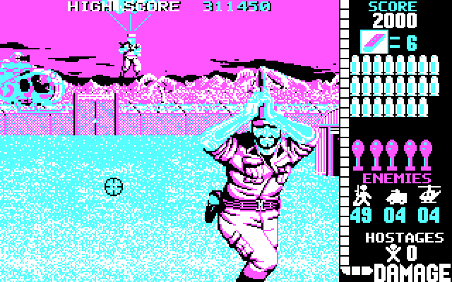 Operation Wolf IBM PC/Compatibles Screenshot: Gameplay; careful, don't get shot!