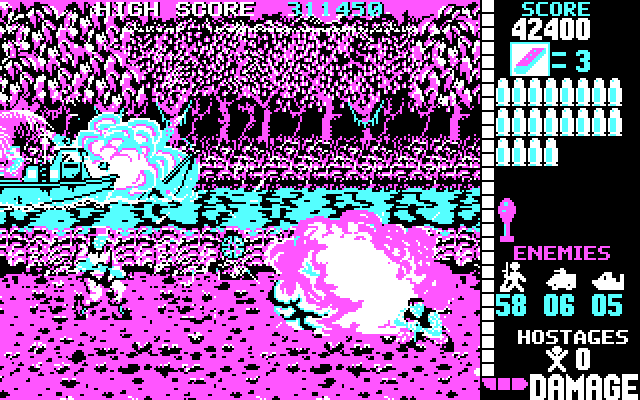 Operation Wolf IBM PC/Compatibles Screenshot: Blowing some things up.