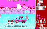 Operation Wolf for IBM PC/Compatibles - In CGA mode the screen flashes red when you are hit.