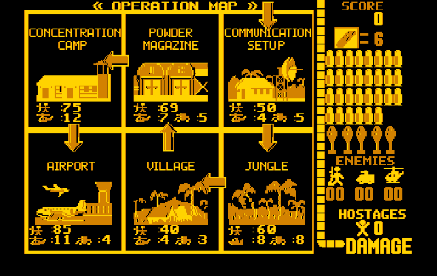 Operation Wolf IBM PC/Compatibles Screenshot: Mission overview.