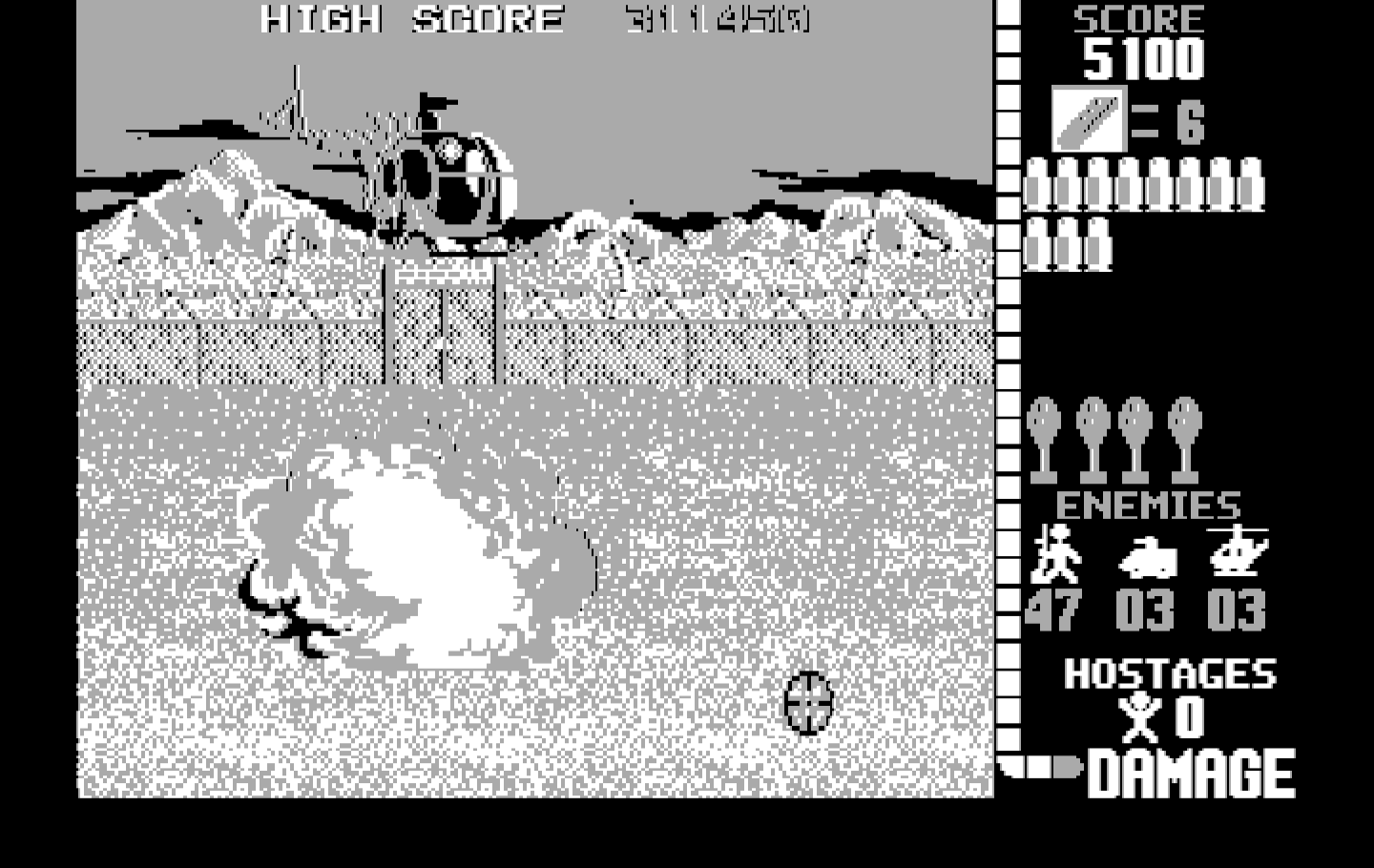 Operation Wolf IBM PC/Compatibles Screenshot: Blowing stuff up.