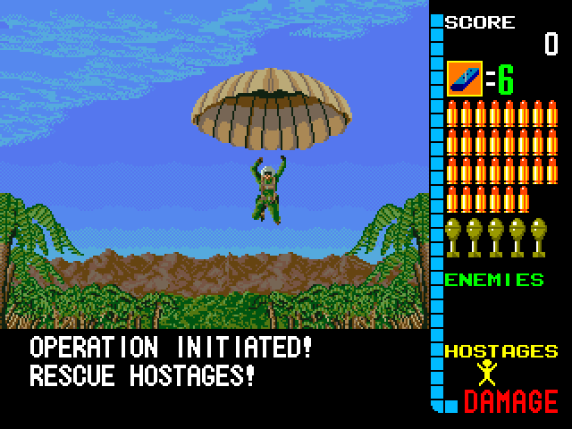Operation Wolf Arcade Screenshot: Game start.