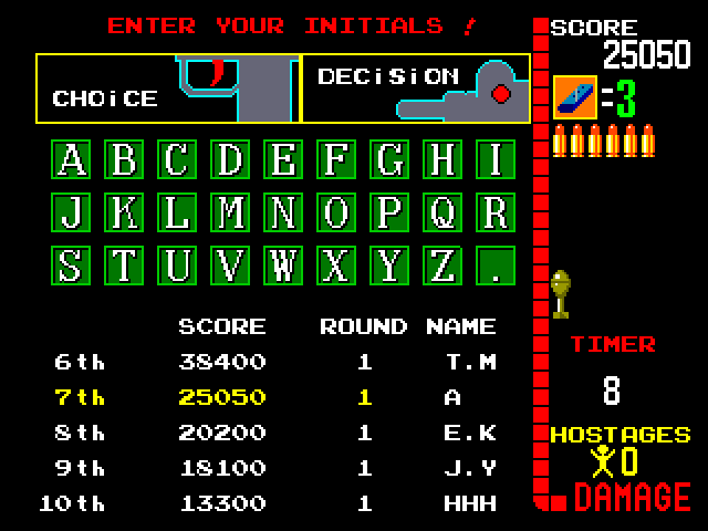 Operation Wolf Arcade Screenshot: A new high score!