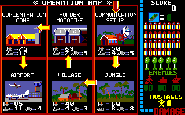 Operation Wolf IBM PC/Compatibles Screenshot: Operation map.
