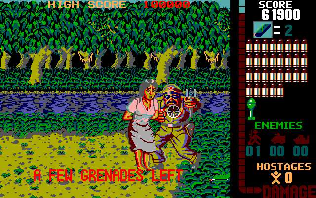 Operation Wolf IBM PC/Compatibles Screenshot: Shoot the boss, but not the hostage!
