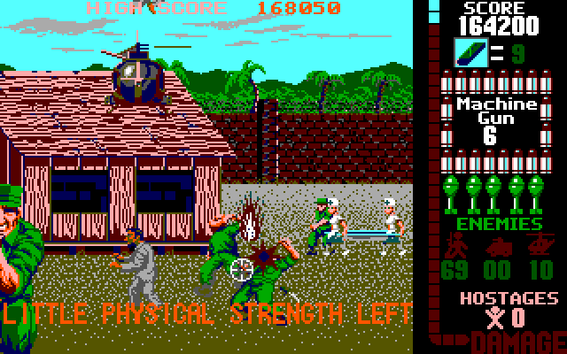 Operation Wolf IBM PC/Compatibles Screenshot: Make sure the prisoners make it across the screen safely!