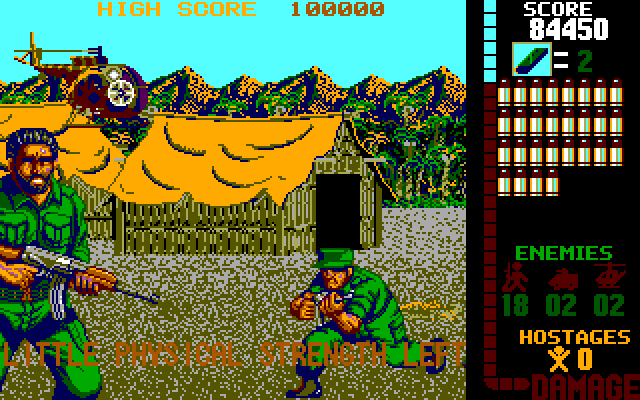 Operation Wolf IBM PC/Compatibles Screenshot: Little physical strength left!