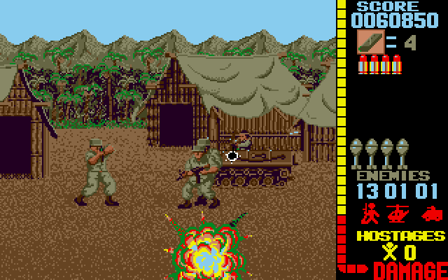 Operation Wolf Amiga Screenshot: Hit by a grenade!