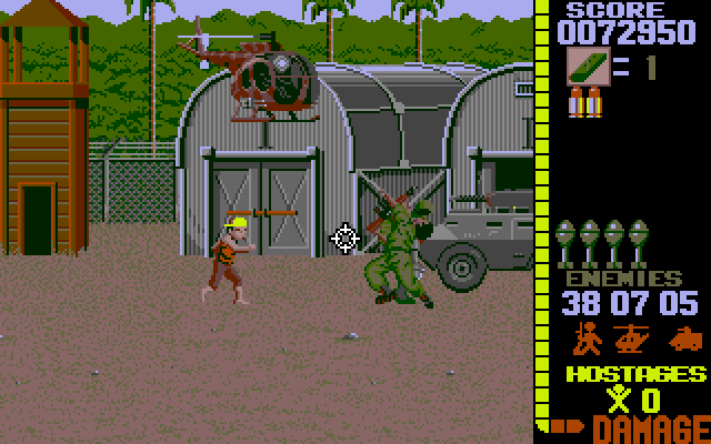 Operation Wolf Amiga Screenshot: The attacks continue to get tougher...