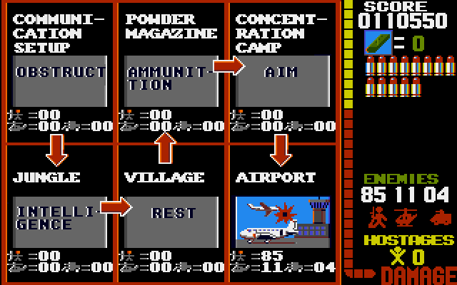 Operation Wolf Amiga Screenshot: Only one thing left to do...get on a plane and get out of here!