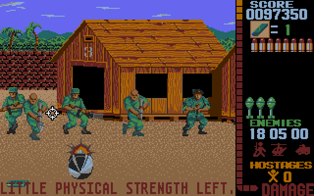 Operation Wolf Amiga Screenshot: Almost out of strength!