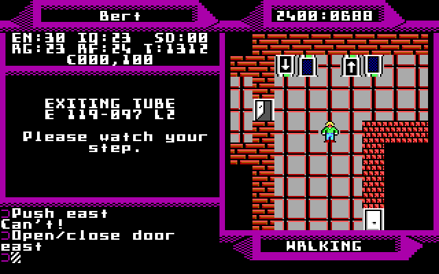 2400 A.D. IBM PC/Compatibles Screenshot: Use these tubes to go up and down floors.