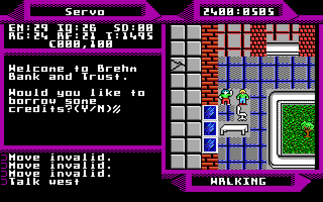 2400 A.D. IBM PC/Compatibles Screenshot: Would you like to borrow some credits?
