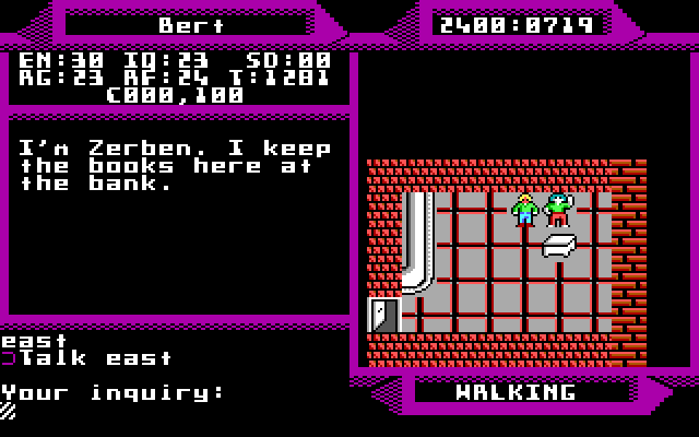 2400 A.D. IBM PC/Compatibles Screenshot: Zerben keeps the books here.