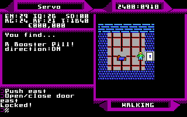 2400 A.D. IBM PC/Compatibles Screenshot: Stuck in prison...there must be some way out!
