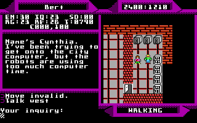 2400 A.D. IBM PC/Compatibles Screenshot: Talking to Cynthia.