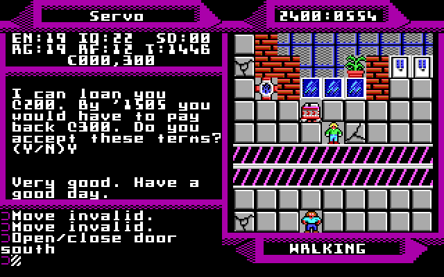 2400 A.D. IBM PC/Compatibles Screenshot: A robot is trying to attack me!