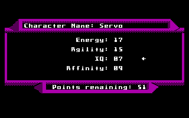 2400 A.D. IBM PC/Compatibles Screenshot: Creating a new character.