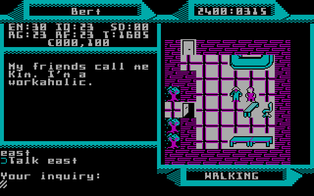 2400 A.D. IBM PC/Compatibles Screenshot: This is Kim; she's a workaholic.