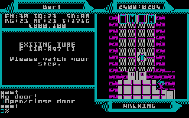 2400 A.D. IBM PC/Compatibles Screenshot: Use these tubes to move up and down floors.