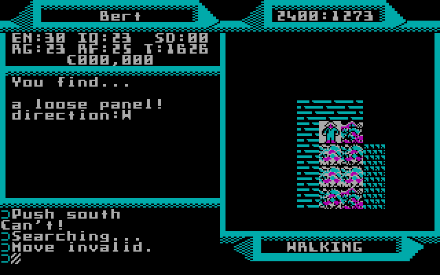 2400 A.D. IBM PC/Compatibles Screenshot: Let's see what's in this hidden room...