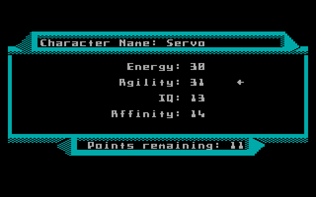 2400 A.D. IBM PC/Compatibles Screenshot: Creating a new character.
