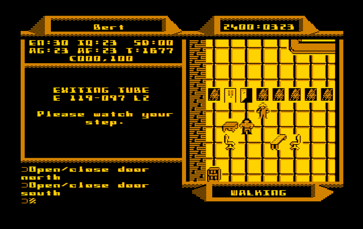2400 A.D. IBM PC/Compatibles Screenshot: Searching the area...