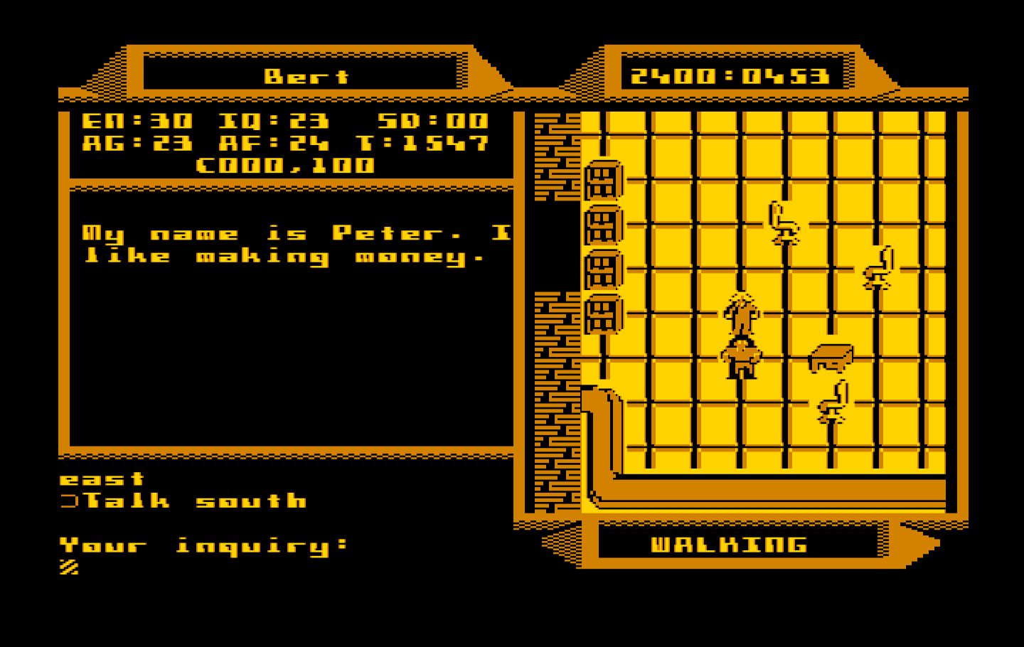 2400 A.D. IBM PC/Compatibles Screenshot: Talking to Peter...