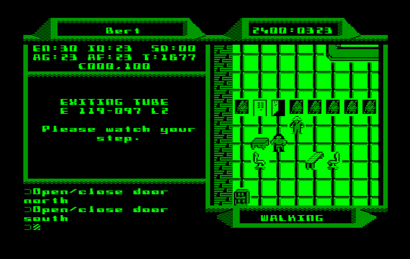 2400 A.D. IBM PC/Compatibles Screenshot: Searching the area...